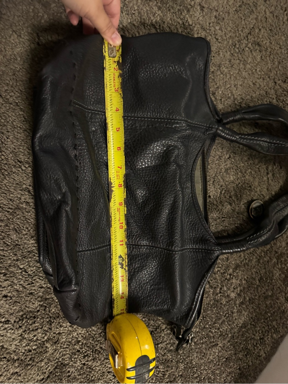 The Sak Black Leather Tote - Pebbled Double-Handle Shoulder Bag - Picture 5 of 7